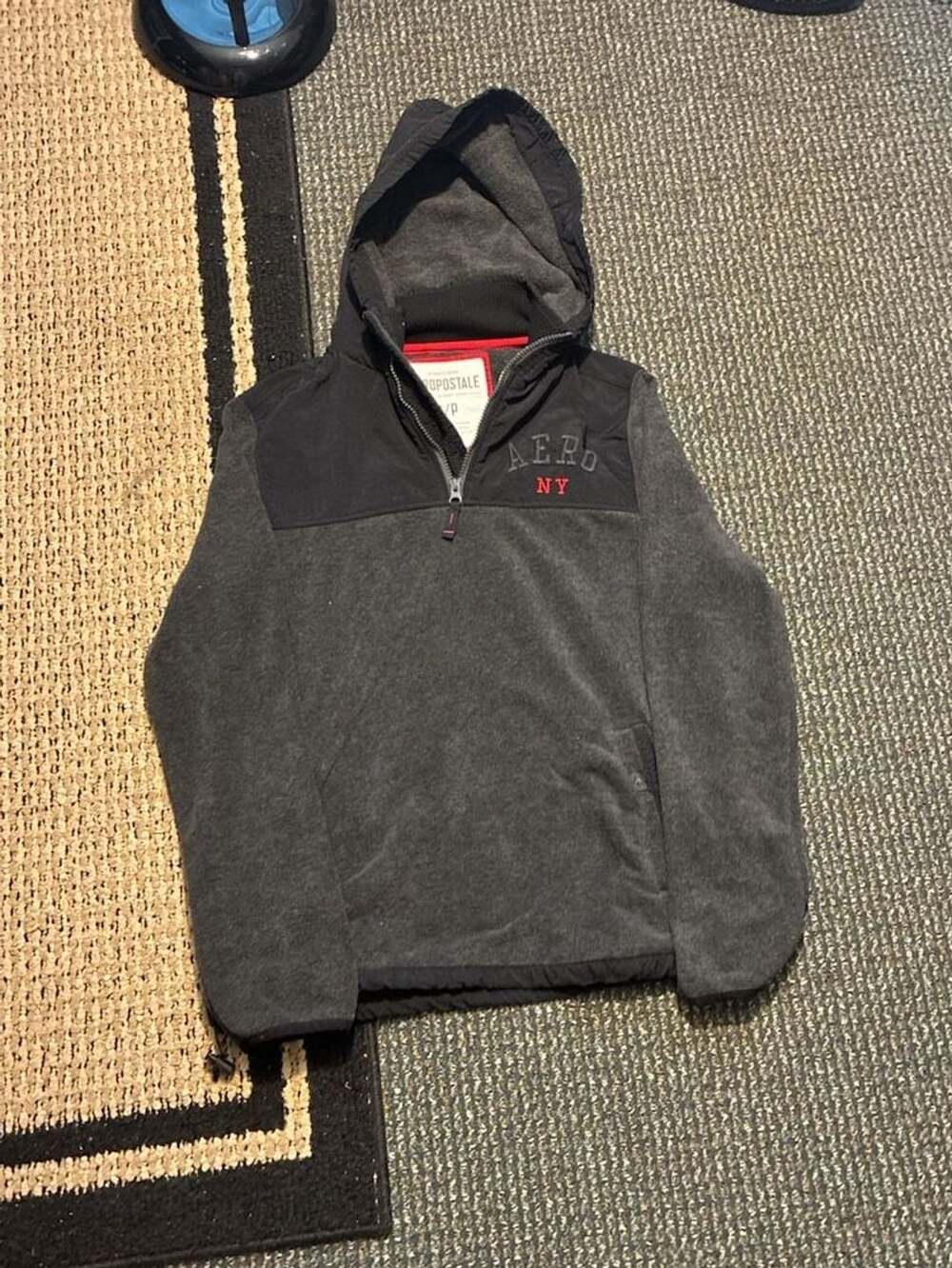 Aeropostale Hybrid Zipper Jacket Size S Grey Black Hooded